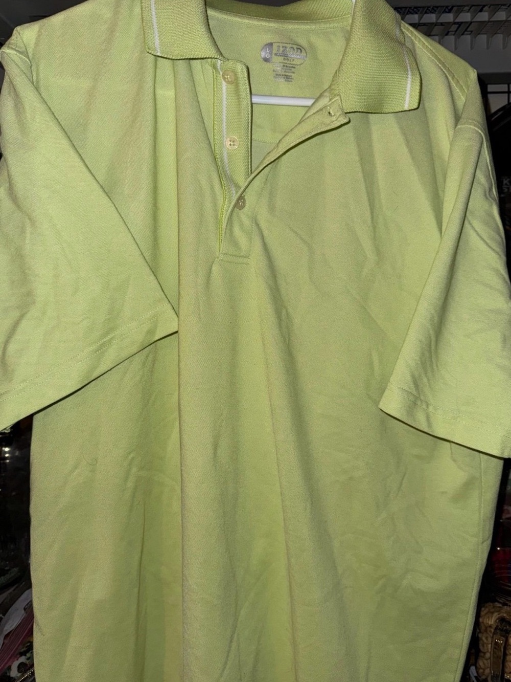 IZOD Men's Lime Green Short-Sleeve Polo Shirt Latge A18